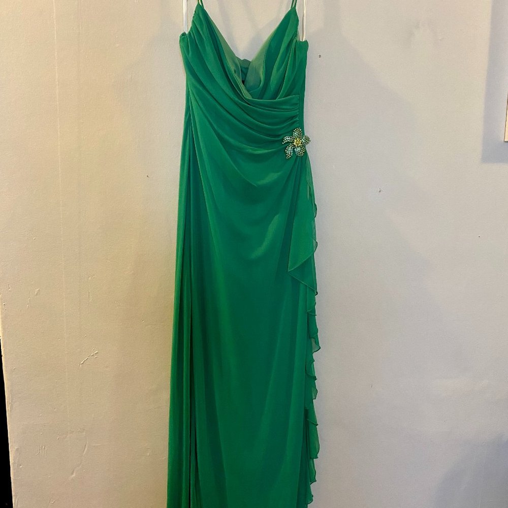 Green Gown with Flower Pendant